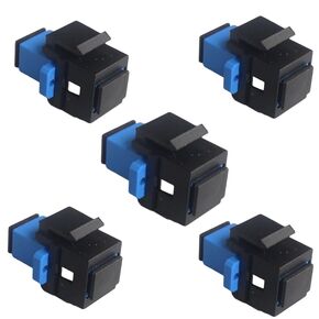 5 SC Fiber Optic Adapters SC to SC Simplex Single Mode 10GB F/F Keystone Female to Female Couplers for Wall Panels, Wiring Blocks, and Surface Mount Boxes Black