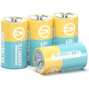 C Batteries 4 Pack LR14 1.5V Alkaline Battery Long-Lasting, 10-Year Shelf Life