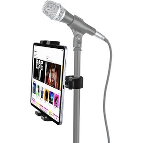 woleyi Tablet Mic Stand Holder, Microphone Music Stands Phone & Tablet Mount with Ultra Stable C-Clamp for iPad Pro 9.7, 11, 12.9 / Air/Mini, Galaxy Tabs, iPhone, More 4-13" Smartphones and Tablets