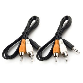 2-Pack 2-RCA to 3.5mm Stereo Audio Cable,RCA Cable (1 Meter, 3.28 Feet),Black Wire