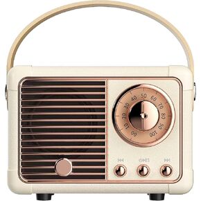 Retro Bluetooth Speaker, Vintage Decor, Wireless Portable Mini Bluetooth Speaker, Small Cute Old Fashion Style for Kitchen Desk Bedroom Home Office Party Outdoor Gift (White)