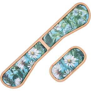 MOSISO Keyboard Wrist Rest Set with Wooden Base&Memory Foam, Ergonomic Keyboard Mouse Wrist Support for Typing, Gaming Pain Relief Pad Wrist Cushion for Computer, Laptop, Home & Office, Wild Weeds