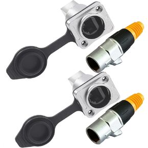 PENGLIN 2 Sets Shielded RJ45 Interface Waterproof Socket,RJ45 Ethernet Industrial Waterproof Connector CAT6/5E/5 Circular Connector Assembly(Pass Through Socket +Metal Plug End Sleeve