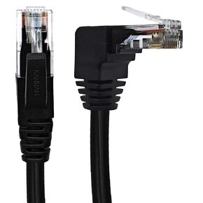 90 Degree Cat 6 Ethernet Cable DOWNWARD Angle 10FT RJ45 Network Patch Cord Down/Up/Right/Left Angle LAN Connection Cable for Router, Modem, PC, Computer, Laptop, and Smart TV, Black