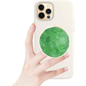 Crystal Phone Grip Holder - Mobile Phone Grip Gemstone Natural Stone Crystal Phone Grip Irregular Shape Design with Golden Trimmed Edges for Cell Phone and Tablets (Crystal Phone Grip White)