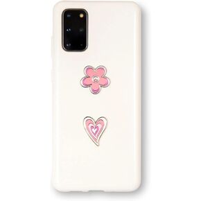 Metal Charm Stickers for Cell Phones Cases. Pink Heart and Flower Set of 2 Reusable & Removable Leaves No Residue. Symbols of Love Happiness Romance Joy and Beauty. (Pink Flower and Heart)