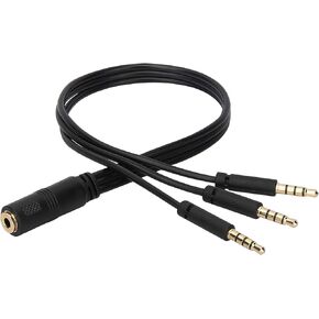 zdyCGTim 3.5mm Audio Y Splitter Headphone Cable 3.5mm 1/8" inch Female to 3 3.5mm 1/8" inch Male Headset Mic & Stereo Audio Y Splitter Cable for Smartphone to Soundbox Adapter(30 CM/12 inch) (3-Pole)