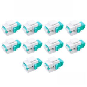 10-Pack LC/OM3 Fiber Optic Coupler Keystone Jack Modular for Patch Panels and Wall Plates LC Duplex Multimode