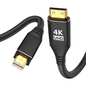 4K Mini DisplayPort to Mini HDMI Cable 6Ft, Thunderbolt 2 to Mini HDMI Uni-Directional Cord, Supports 4K@30Hz for MacBook, Surface Pro/Dock to KYY,ARZOPA,VILVA,MNN, Portable Monitor