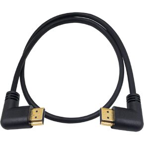 Poyiccot 90 Degree HDMI 2.0 Male to Male Cable, 1.5Ft / 50cm Gold Plated High Speed HDMI Male Right Angle to Male Left Angle Cable 60Hz, 4K 2K (M/M Left-Right) in Kuwait