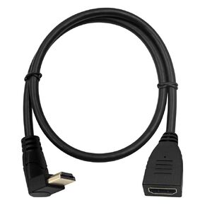 Poyiccot HDMI 2.0 Extension Cable 2 Feet / 60cm, 90 Degree HDMI Extender Cable, 90 Degree Up Angle HDMI Male to Female Extension Cable 60Hz, 4K * 2K Gold Plated High Speed Short HDMI Cable(F/M Up)