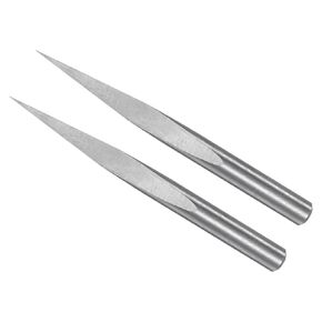 Engraving CNC Router Bits, 0.1mm (0.004") Tip Width 10 Degree Angle 1/8" Shank Solid Carbide 3-Flute V Groove Carving Bits - (Applications: for Wood Acrylic Plastic), 2-Pieces