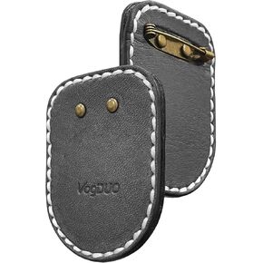AirTag Leather Pin Case, Brooch Pin Holder, Genuine Horween Leather, Ultra-Thin, Dangle-Free, Full Cover Hidden Design, Minimalist style for Travel, Business, Artist (Black)
