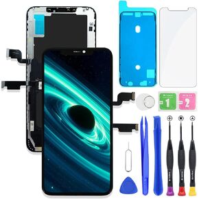 لهاتف iPhone Xs Max شاشة LCD FHD استبدال إطار رقمي يعمل باللمس ثلاثي الأبعاد مجموعة كاملة مع مجموعة أدوات إصلاح لـ 6.5 بوصة A1921، A2101، A2102، A2104 + لاصق مقاوم للماء + واقي شاشة