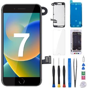 for iPhone 7 Screen Replacement with Home Button 4.7" Black 3D Touch LCD Display Digitizer Full Assembly Fix Tools Magnetic Screw Mat with Front Camera Speaker Repair Kit A1660 A1778 A1779