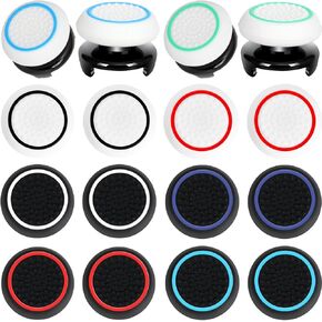 ملحقات وحدة التحكم PS5 مقابض وحدة التحكم PS4 مقابض عصا التحكم مع زوجين من مقابض عصا التحكم عالية الارتفاع 9.9 ملم و16 قطعة من أغطية الإبهام المتوافقة مع وحدة تحكم بلاي ستيشن 4 وبلاي ستيشن 5 -2T-B1
