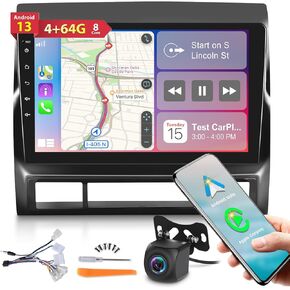 8 Core [4G+64G] Car Radio for Toyota Tacoma 2005 2006 2007 2008 2009 2010 2011 2012 2013, Android 13 Touch Screen Tacoma Stereo, DSP 32 EQ/IPS/Carplay/Android Auto/SWC/BT/WiFi