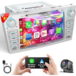 Car Radio for Camry 2006-2011 with CD/DVD Player- CarPlay & Android Auto, 8 Inch Head Unit Car Stereo with IPS HD Touch Screen, Backup Camera, SWC, Bluetooth 5.2,FM/AM Radio