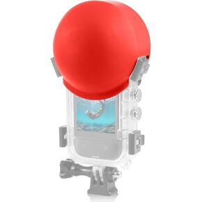 PULUZ Silicone Lens Cover for Insta360 X3 Invisible Dive Housing Case, Protective Lens Cap Flexible Lens Guard Protector Cover for Insta360 X4 Action Camera Diving Case Accessories Red