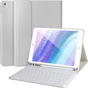 iPad Keyboard case for iPad 9th/8th/7th Gen 10.2 ‘’ 2021/2020/2019,Case with Keyboard for iPad 9th Gen,Detachable Bluetooth Wireless Keyboard for iPad 9th gen with Pencil Holder,Gray