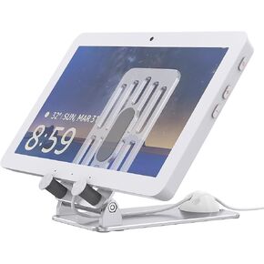 Desk Stand for Echo Hub, Adjustable Stand for Alexa Hub, Cable Management with Cable Clips, Non-Slip Pads, Compatible with Echo Hub 8" Smart Home Control Panel, 4-12.9" iPads/Tablets (Silver)