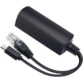 JacobsParts 5V PoE Splitter, 48V to 5V 2.4A Micro-USB Adapter, IEEE 802.3af Compliant for IP Camera, Raspberry Pi and More