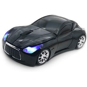 Car Mouse for Computer, Wireless Car Mouse with USB Reciver, 3D, 1600DPI, Cool Sport Car Shaped Mouse, Cute Mini Mice for Laptop PC Computer Mac, for Both Boys, Girls, Kids and Adult, Black