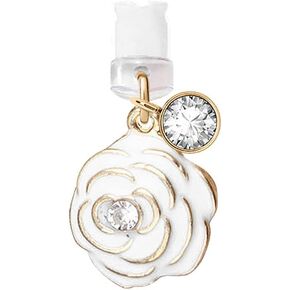 EIISE & FONDA CP33 USB Charging Port Anti Dust Plug Little Rose Flower Pendant Phone Charm for iPhone 11/ XS MAX/XR/X/8 Plus/7/6S/6/SE iPad iPod (White)