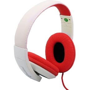 Connectland Over Ear 3.5mm Wired Headphone, Microphone Lightweight Adjustable Headband for Kids,Teens,Adults. iPhone iPad Tablet, Red&White CL-AUD63080