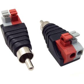 Qaoquda Speaker Phono RCA Male to AV 2 Screw Terminal Female Strip Audio Video Spring Press Type Balun Connector Adapter(2-Pack) (RCA M)