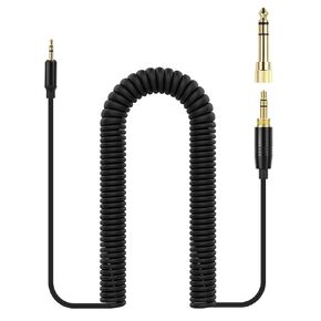 QC45 Coiled Audio Cable Compatible with Bose QC45 QC35 QC25 NC700 Headphones with 6.35mm Adapter, 4ft to 16ft (Black)