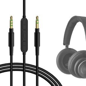 GEEKRIA Audio Cable with Mic Compatible with B&O H95 HX H9i H8i, H9 H7 H6 Headphones Cable, 1/8" (3.5mm) to 3.5mm Replacement Stereo Cord with Inline Microphone and Volume Control (4 ft/1.2 m)