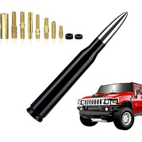 1 PC Car Modified Bullet Antenna, Alloy Technological Sense Durable Easy to Install Antenna, Signal Receiving Accessories, Product Compatible with Ford F150, Wrangler, Jeep, Chevrolet (Silver)