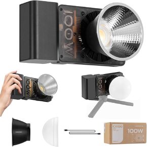 ZHIYUN CINEPEER CX100 100W LED Video Light Portable Built-in 4500mAh Battery Video Lights Bi-Color COB Continuous Output Lighting 2700K-6500K Photography Light for Streaming/Video Recording/Studio