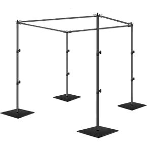EMART 7x10ft Square Backdrop Stand Pipe and Drape Heavy Duty Adjustable Background Support System Kit with Steel Base for Photography, Photo Backdrop Stand for Parties Birthday Video Studio - Black