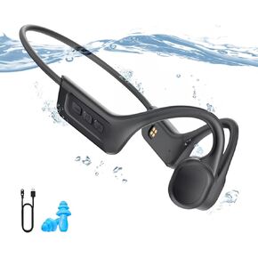 Bone Conduction Headphones for Swimming, IP68 Waterproof Underwater Headset, Bluetooth 5.3 Wireless Open-Ear IPX8 Swim Sports Exercise Earphones with MP3 Player 32G Memory for Running Cycling Workout