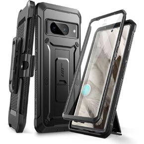SUPCASE for Google Pixel 8 Case with Stand & Belt-Clip (Unicorn Beetle Pro), [Built-in Screen Protector] [Military-Grade Protection] Heavy Duty Rugged Kickstand Phone Case for Pixel 8, Black
