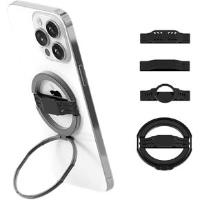 for Magsafe Phone Grip Magnetic Phone Ring Holder, Cellphone Loop Holder with 4 Replaceable Silicone Finger Strap Phone Holder Grip for Magsafe Cases/iPhone Pro/Max Series