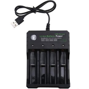 SING F LTD 3.7V 18650 Charger Li-ion Battery Four Slot Line Charge Full from Shutdown Factory Fashlight Batteries for 10440 14500 16340 16650 14650 18350 18500 18650 USB Type Plug