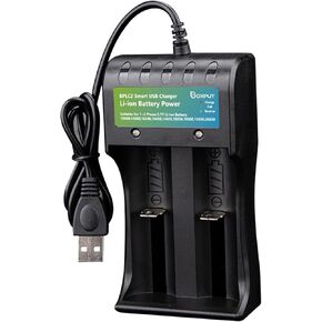 BPLC2 Universal Charger 18650 Battery Charger 2 Bay 3.7V Li-ion Battery Charger for Rechargeable Battery 18650,18500,14500,26650,10440,16340, 16650,14650,18350 (No Battery)