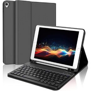 Keyboard Case for iPad 9th/8th/7th Generation 10.2 inch 2021/2020/2019, Slim Smart Folio Case with Pencil Holder, Detachable Wireless Bluetooth Keyboard, Soft TPU Cover for iPad 9th Gen 2021, Grey