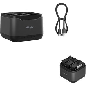 3 Channel Battery Charging Hub for Osmo Action 4 and Action 3, Battery Charger Station with 3 Micro SD Card Cases and Indicator for DJI Osmo Action 4/Action 3