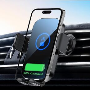 Wireless Car Charger Mount, 15W Fast Charging Auto Clamping Car Charger Holder for iPhone/Samsung for iPhone 15 14 13 12 11 Pro,Samsung Galaxy S23 Ultra S22 S21 S20, S10+ S9+(Silver)
