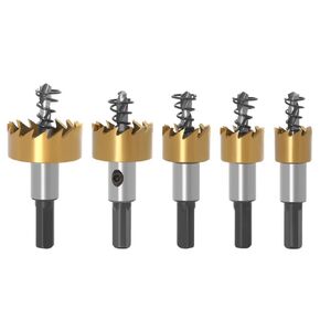 5Pcs 4341 HSS Hole Saw Kit, 16-30mm 5/8-Inch to 1-3/16 Inch, Hole Cutter Set with Titanium-Plated Drill Bits Heavy Duty Tool Kit for Stainless Steel, Iron, Aluminum Alloy, Plastic