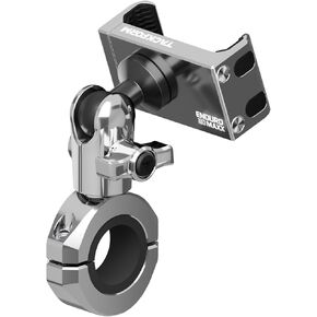 Tackform Chrome Motorcycle All Metal Phone Mount - 20MAXX Spring Cradle | Universal Clamp Fits 7/8" to 1-1/4" Handlebars | Aluminum | Compatible with iPhones, Galaxy Devices, More | Short Reach Arm