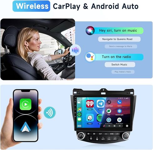 [2G+64G] راديو سيارة Honda Accord 7th 2003 2004 2005 2006 2007 مع CarPlay اللاسلكي/Android Auto، 10.1 بوصة Android 13 شاشة تعمل باللمس، GPS Navi/WiFi/Bluetooth/SWC + كاميرا احتياطية عالية الدقة in Saudi Arabia
