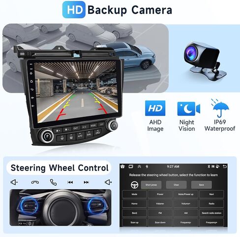 [2G+64G] راديو سيارة Honda Accord 7th 2003 2004 2005 2006 2007 مع CarPlay اللاسلكي/Android Auto، 10.1 بوصة Android 13 شاشة تعمل باللمس، GPS Navi/WiFi/Bluetooth/SWC + كاميرا احتياطية عالية الدقة in Saudi Arabia
