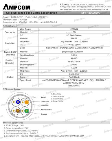 كابل إيثرنت AMPCOM 3.3 قدم/1 متر Cat8 (أسود) S/FTP 22AWG كابل صلب بشاشة 2000 ميجا هرتز (2 جيجا هرتز) يصل إلى 40 جيجابت في الثانية مع موصل RJ45 مطلي بالذهب للألعاب، بلاي ستيشن، تلفزيون، إكس بوكس، سويتش، جهاز التوجيه in Kuwait