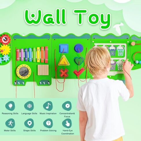 Crocodile Sensory Toys Activity Wall Panels, Educational Montessori Busy Board for Toddlers, Activity Cube - Sensory Wall, Wooden Learning Toys, Interactive Toys, Blue in Saudi Arabia