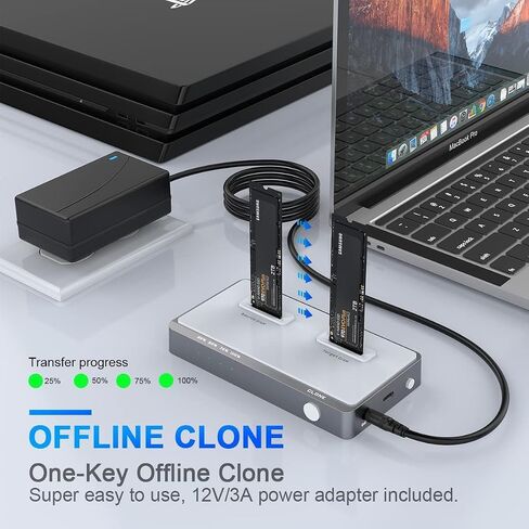 10Gbps Dual-Bay NVMe M.2 Duplicator Docking Station Offline Clone USB C to NVME SSD Enclosure for M Key NVMe PCIe 2242 2260 2280 22110 M.2 SSDs (NVMe Docking Station Tool-Free Dual-Bay) in Saudi Arabia